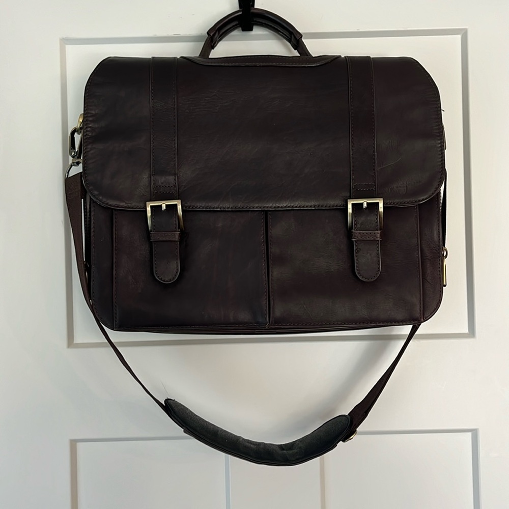 PROTOCOL BROWN GENUINE LEATHER LAPTOP SHOULDER MESSENGER BAG BRIEFCASE